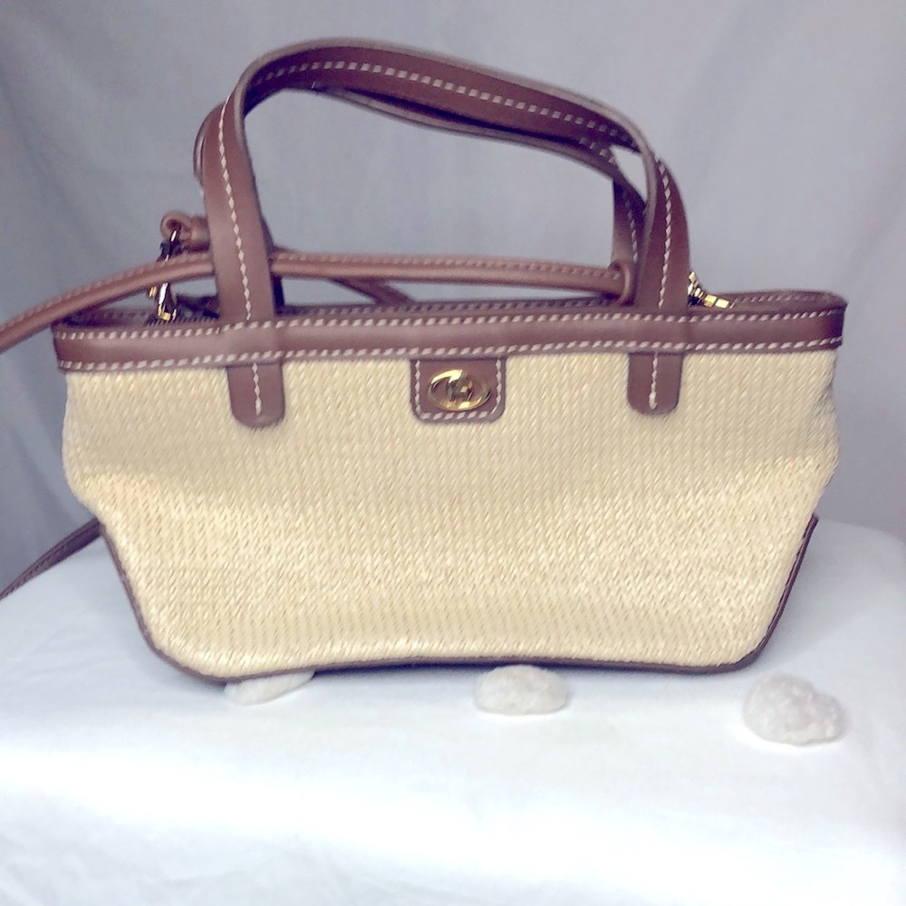 ETIENNE AIGNER mini straw basket handbag.